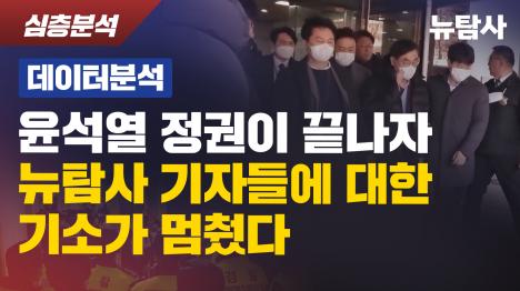 [[데이터 분석] 윤석열 정권이 끝나자 뉴탐사 기자들에 대한 기소가 멈췄다]기사 의 대표 이미지