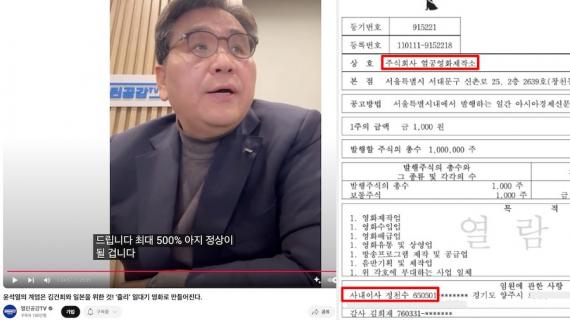 정천수, '쥴리' 영화로 또 투자자 속이나...500% 수익 미끼로 10억 모집