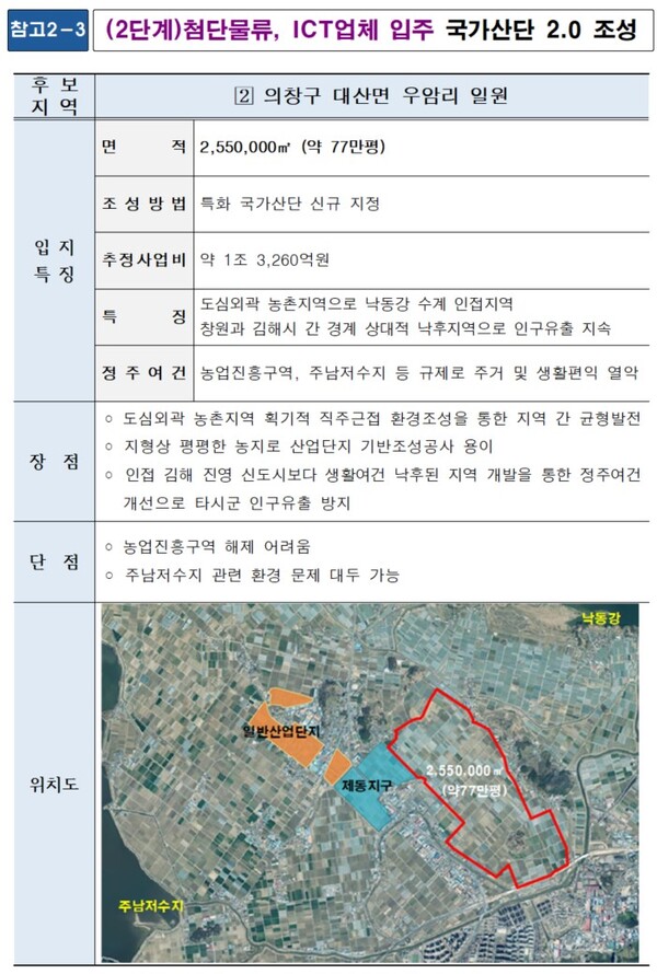 ▲지난 2022년 11월 14일 작성된 국가산단 후보지 현장점검 대응계획 문건. 명태균 씨에게 사전 보고된 이 문건에는 창원시 의창구 대산면 우암리 일대 토지가 표시되어 있다. 현재 대산면은 산단 최종 후보지에서 제외됐다. 2024.11.06. 노영희 변호사 제공