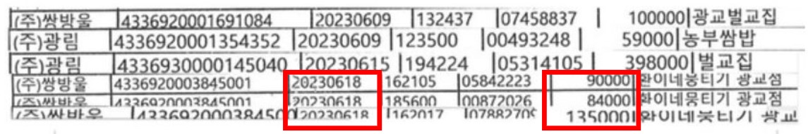 ▲수원고법에 제출된 쌍방울 법인카드 내역(24.11.5). 탐사보도그룹 워치독